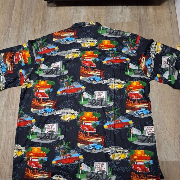 David Carey Originals Mens Route 66 Hawaiian Shirt 3Xl Retro Cars Short Sleeve - Picture 2 of 6